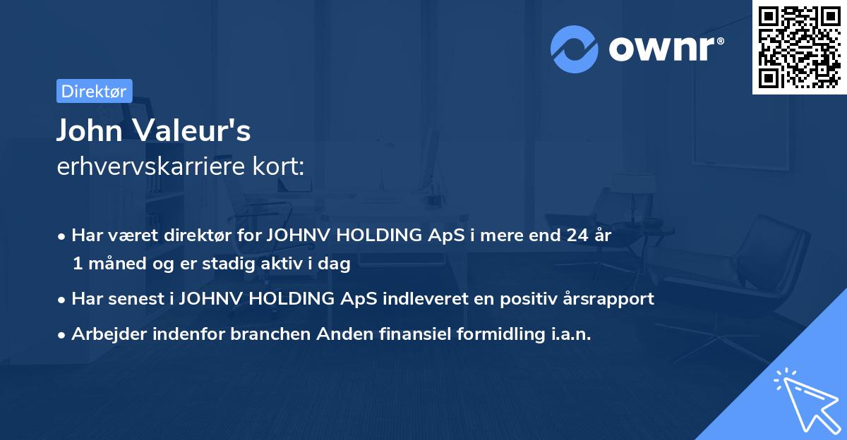 John Valeur's erhvervskarriere kort