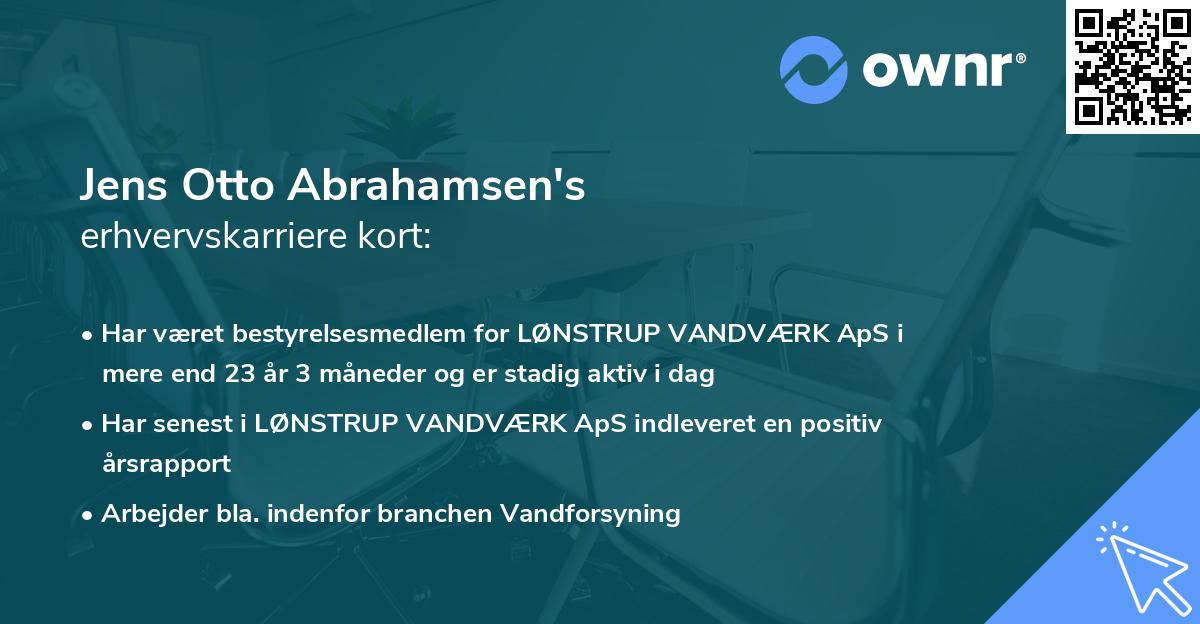 Jens Otto Abrahamsen's erhvervskarriere kort