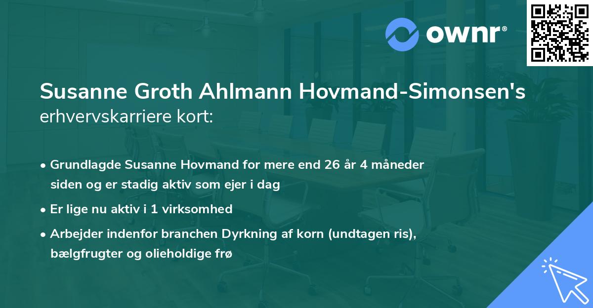 Susanne Groth Ahlmann Hovmand-Simonsen's erhvervskarriere kort