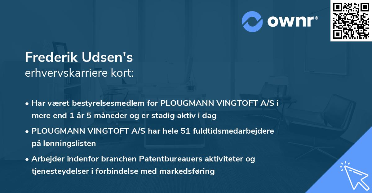 Frederik Udsen's erhvervskarriere kort