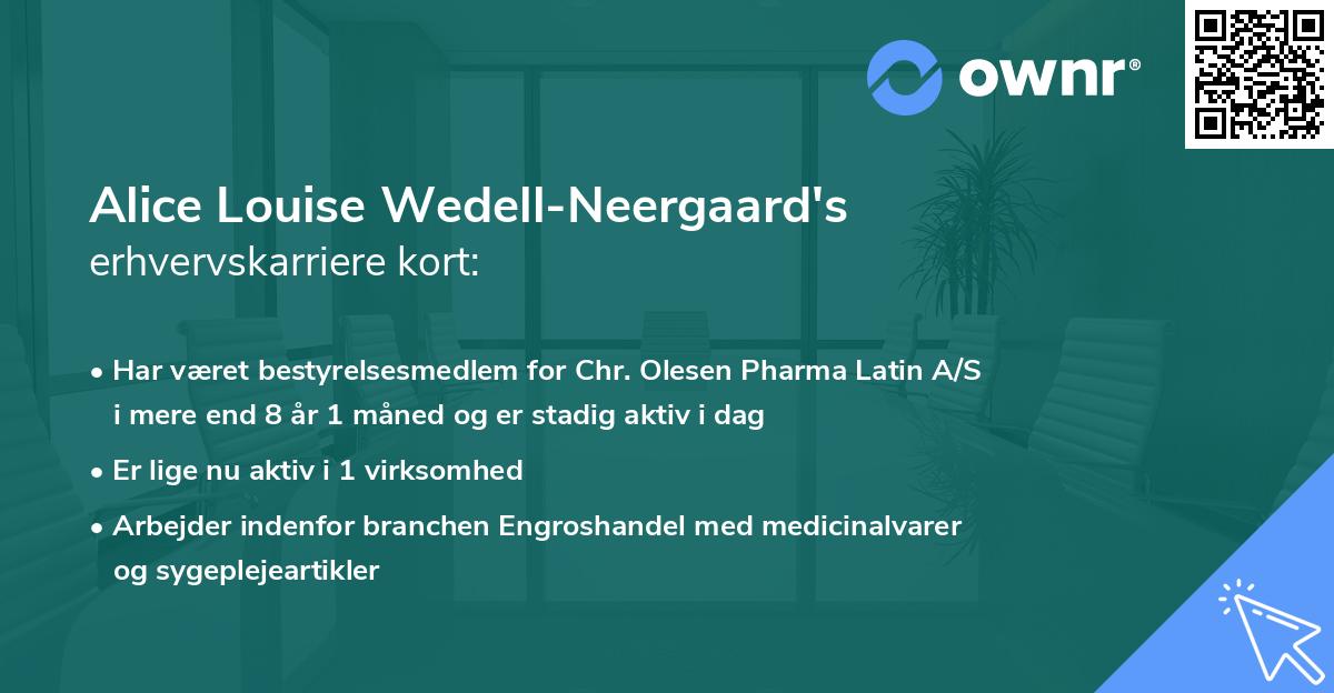 Alice Louise Wedell-Neergaard's erhvervskarriere kort