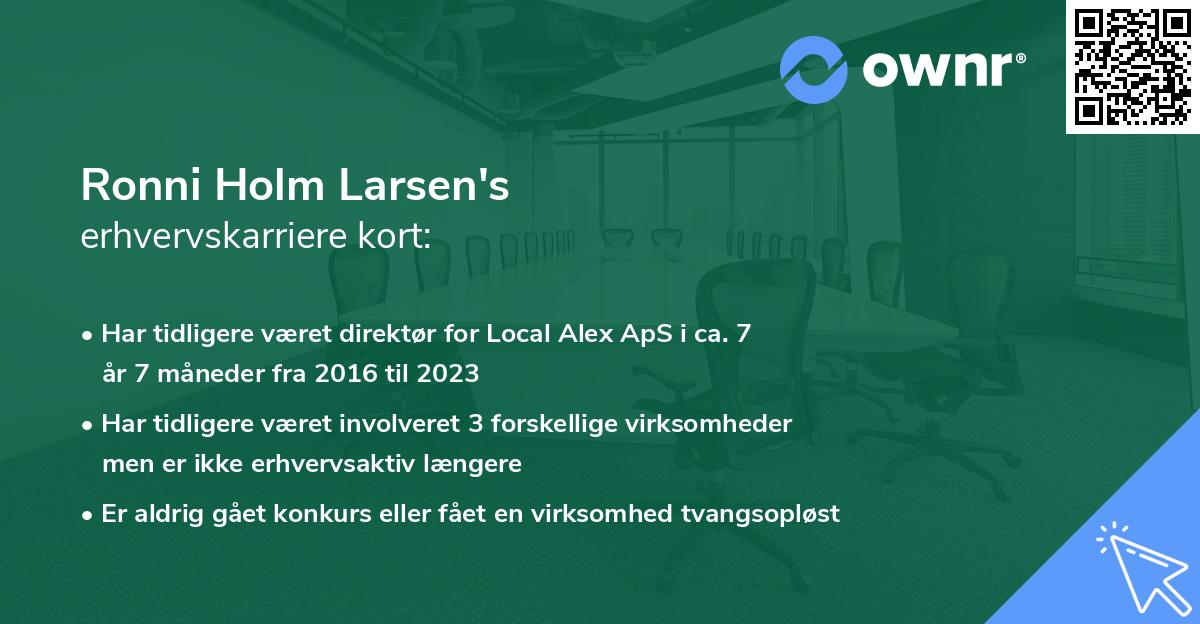 Ronni Holm Larsen's erhvervskarriere kort