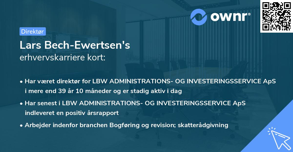 Lars Bech-Ewertsen's erhvervskarriere kort