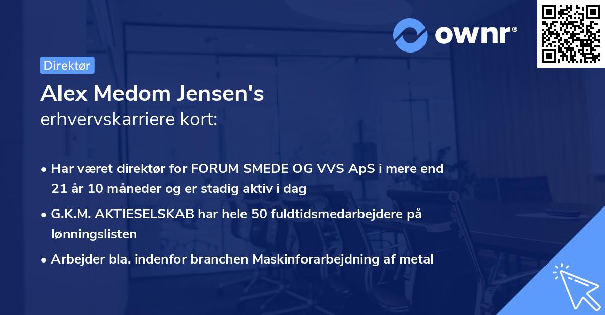Alex Medom Jensen's erhvervskarriere kort