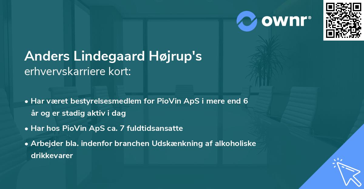 Anders Lindegaard Højrup's erhvervskarriere kort