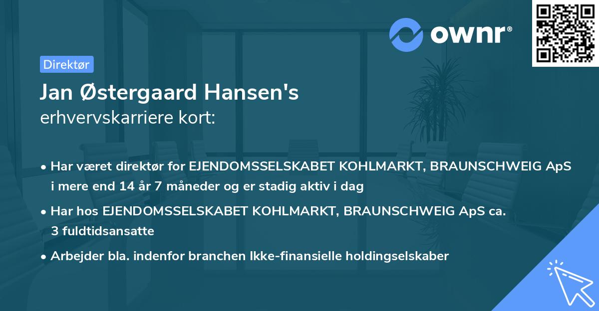 Jan Østergaard Hansen's erhvervskarriere kort