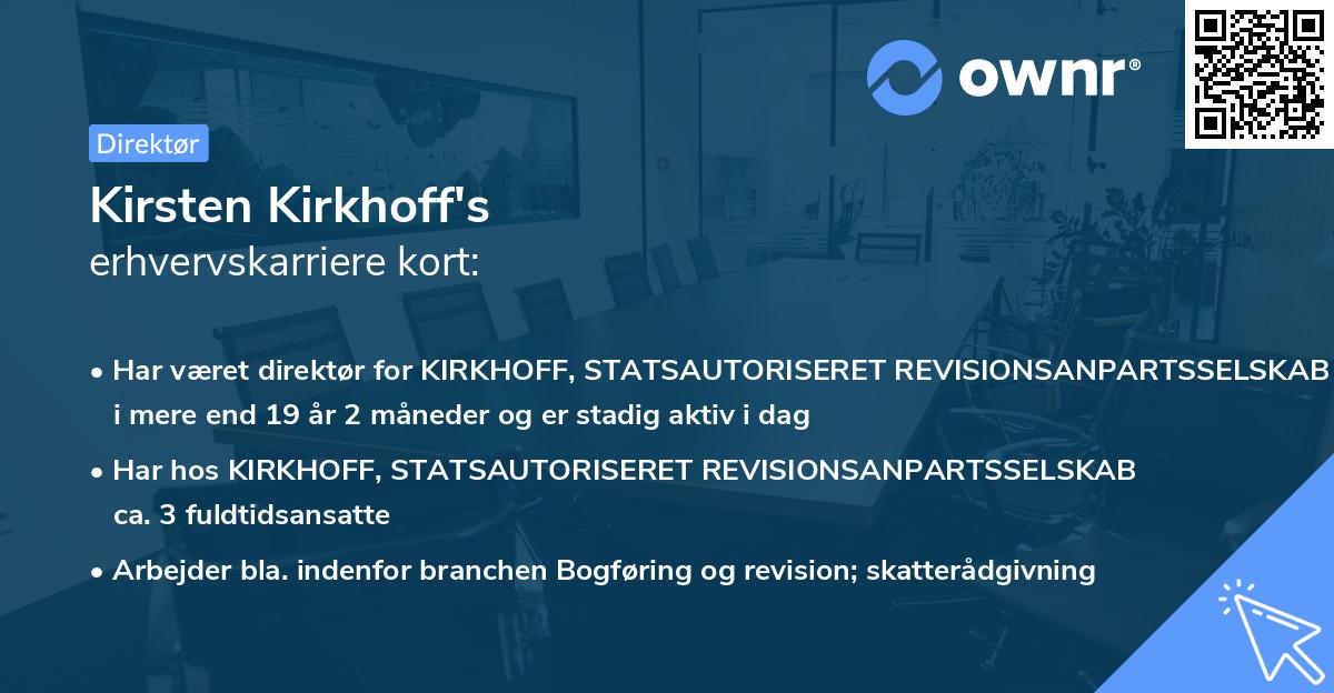 Kirsten Kirkhoff's erhvervskarriere kort