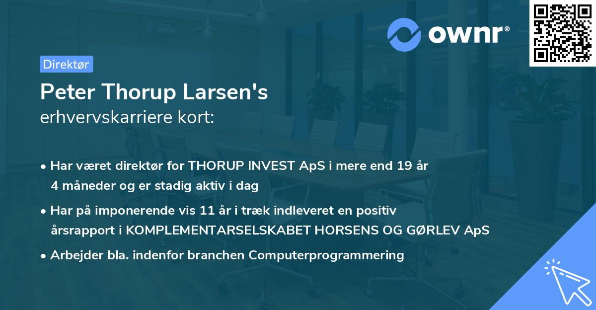 Peter Thorup Larsen's erhvervskarriere kort