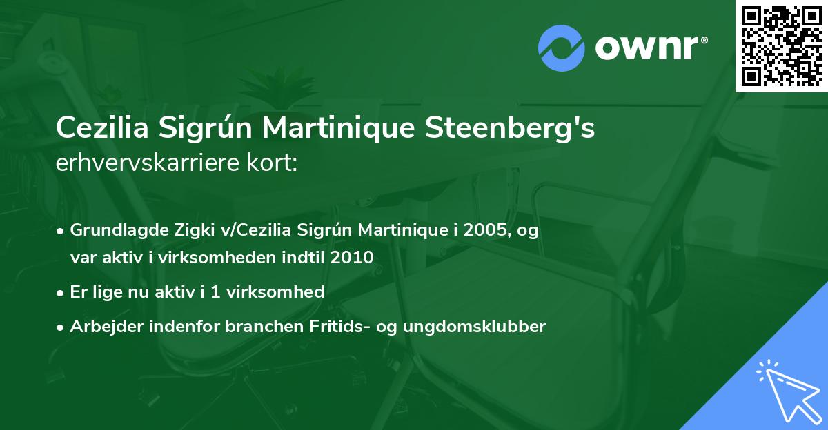 Cezilia Sigrún Martinique Steenberg's erhvervskarriere kort