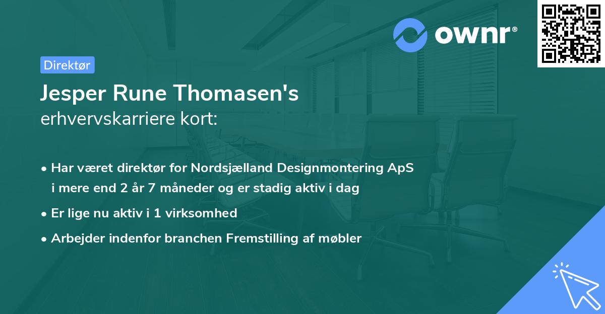 Jesper Rune Thomasen's erhvervskarriere kort
