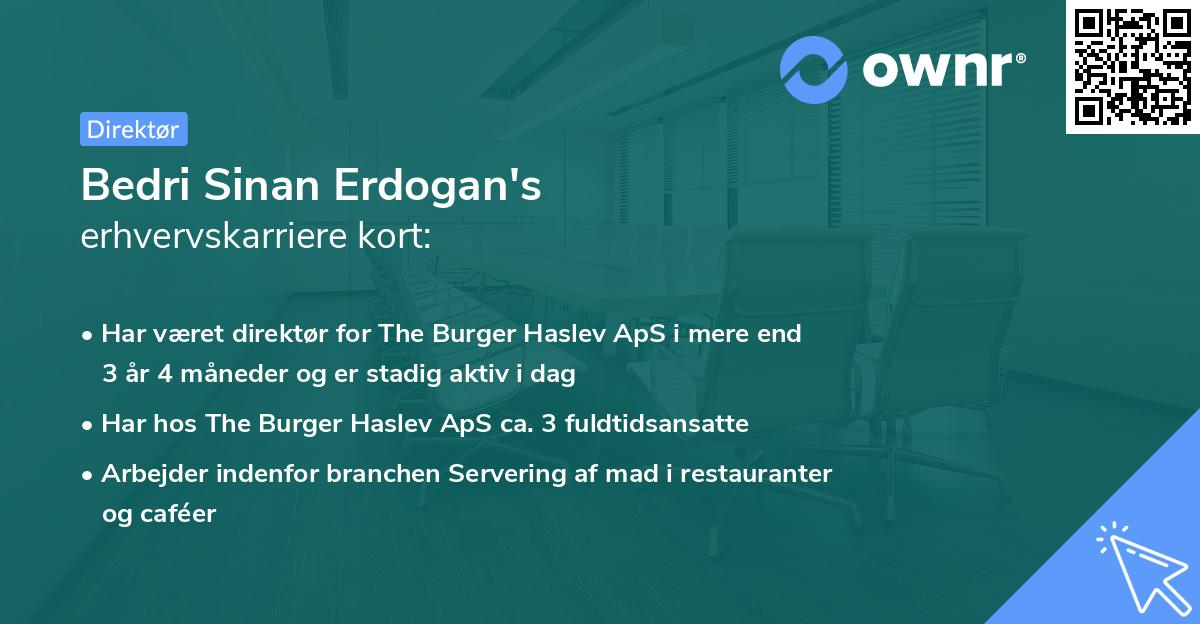 Bedri Sinan Erdogan's erhvervskarriere kort