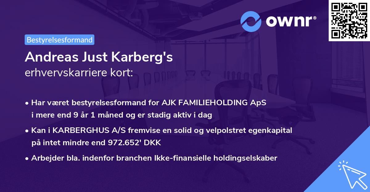 Andreas Just Karberg's erhvervskarriere kort