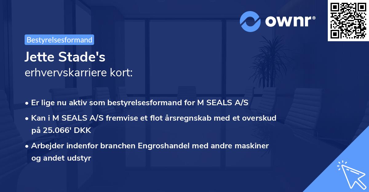 Jette Stade's erhvervskarriere kort