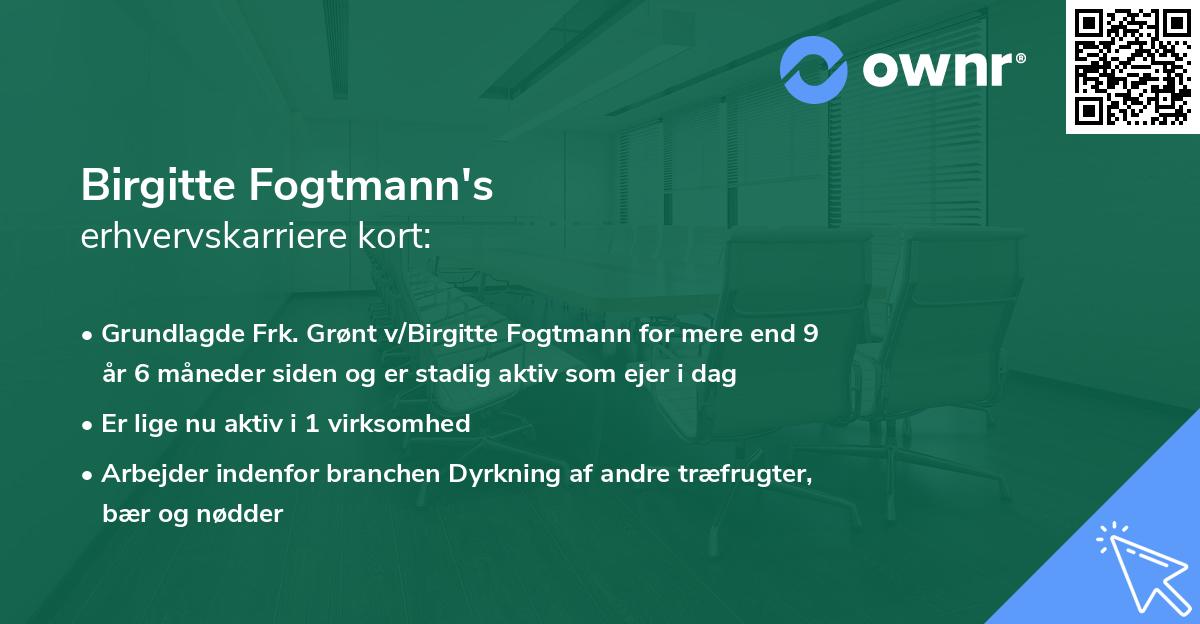 Birgitte Fogtmann's erhvervskarriere kort