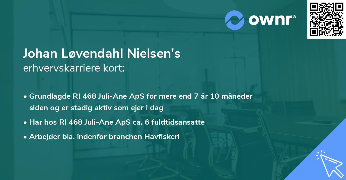 Johan Løvendahl Nielsen's erhvervskarriere kort