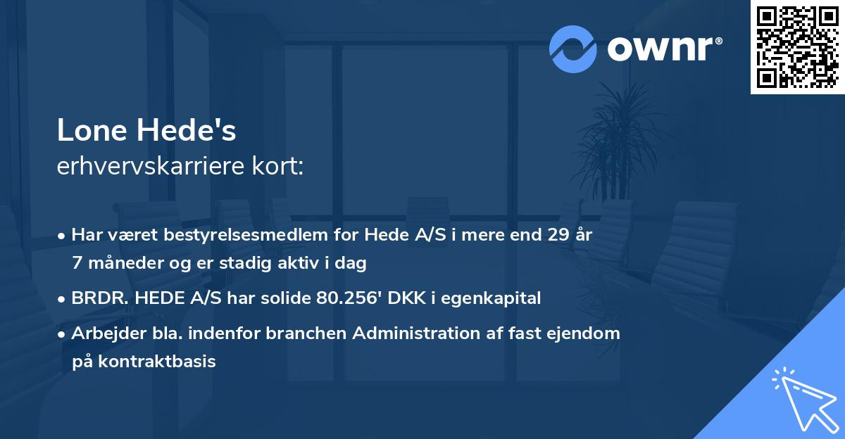 Lone Hede's erhvervskarriere kort