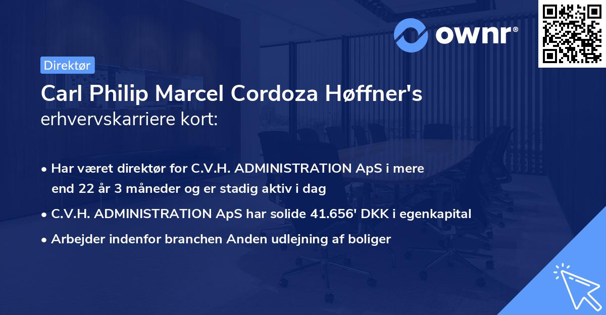 Carl Philip Marcel Cordoza Høffner's erhvervskarriere kort