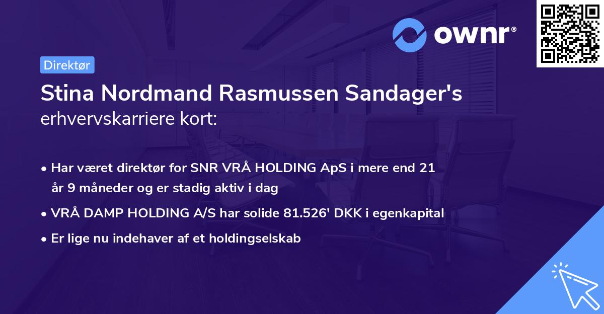 Stina Nordmand Rasmussen Sandager's erhvervskarriere kort