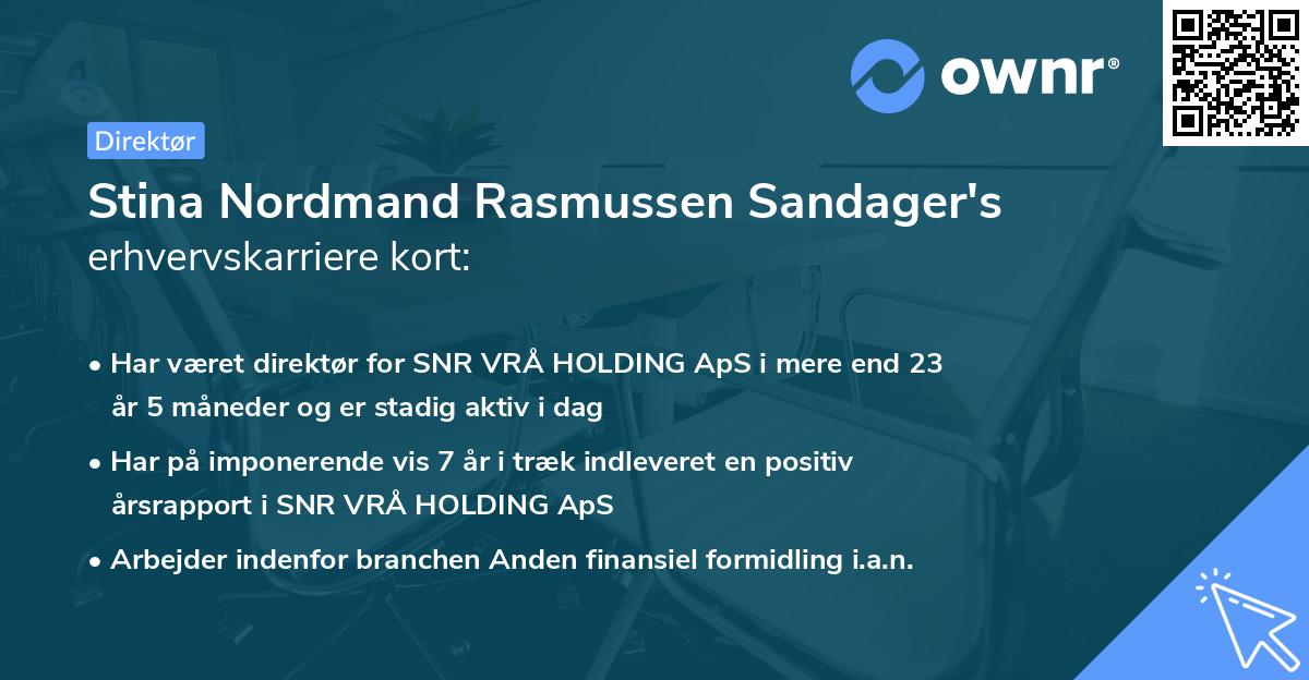 Stina Nordmand Rasmussen Sandager's erhvervskarriere kort