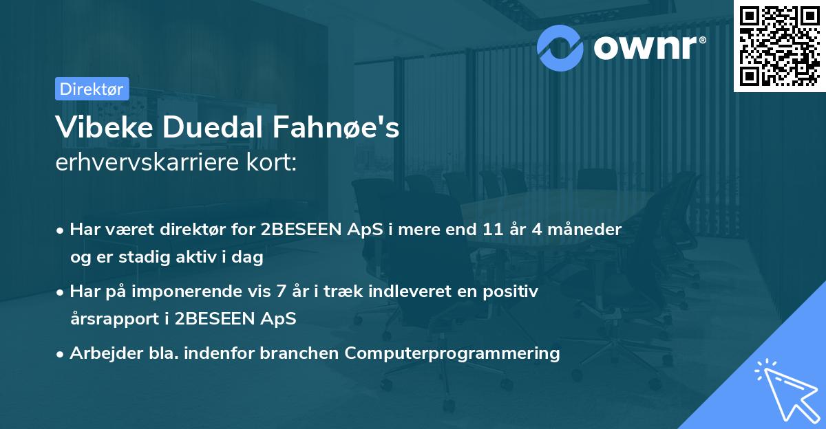 Vibeke Duedal Fahnøe's erhvervskarriere kort