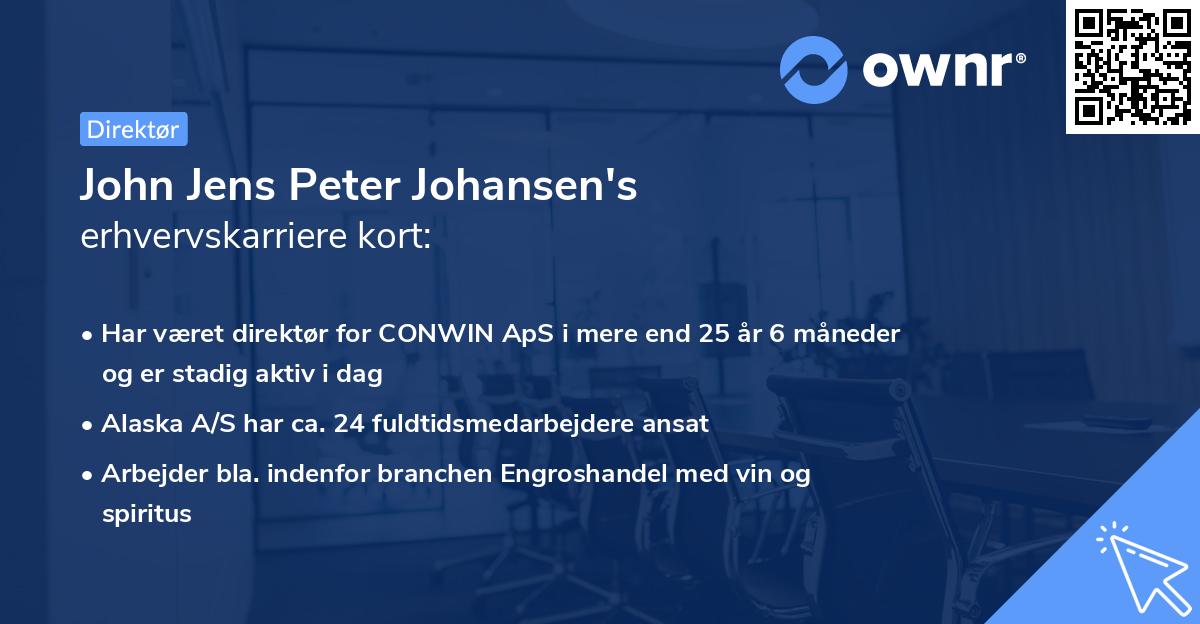 John Jens Peter Johansen's erhvervskarriere kort