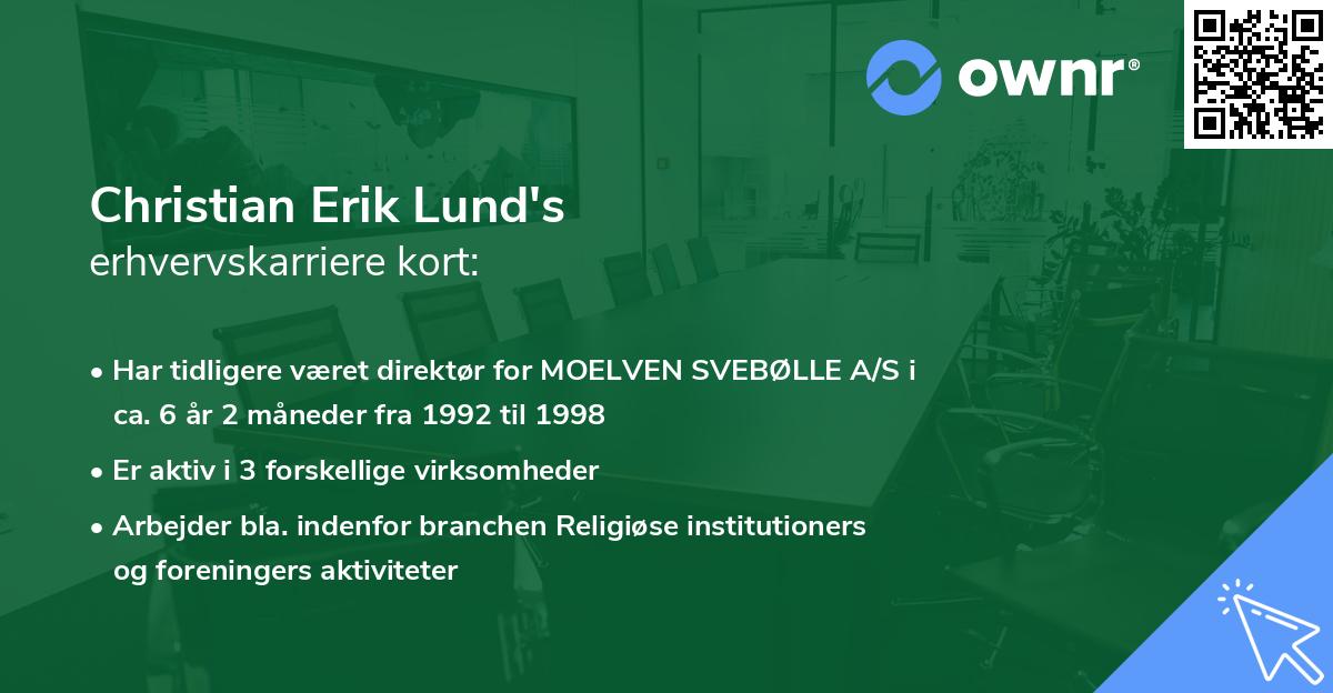 Christian Erik Lund's erhvervskarriere kort