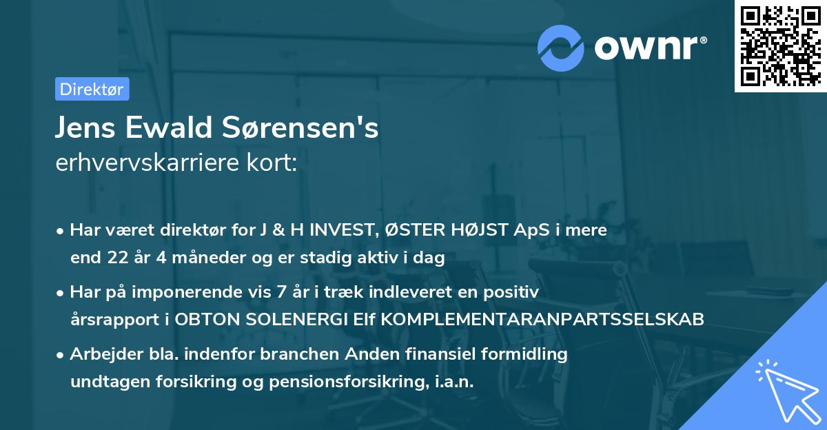 Jens Ewald Sørensen's erhvervskarriere kort