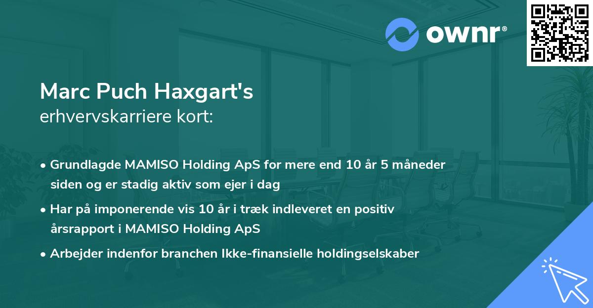 Marc Puch Haxgart's erhvervskarriere kort
