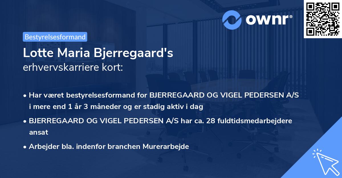 Lotte Maria Bjerregaard's erhvervskarriere kort