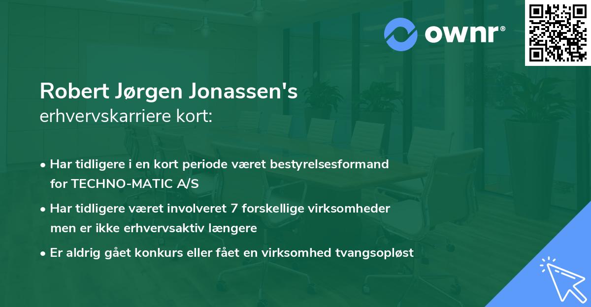 Robert Jørgen Jonassen's erhvervskarriere kort
