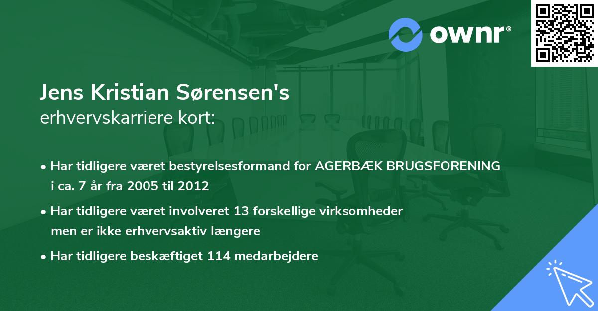 Jens Kristian Sørensen's erhvervskarriere kort