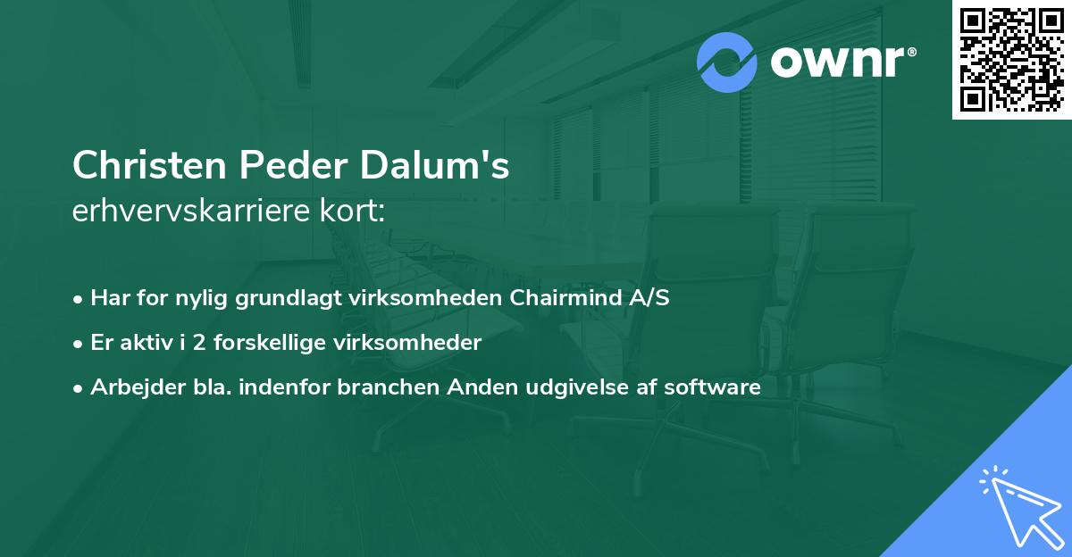 Christen Peder Dalum's erhvervskarriere kort