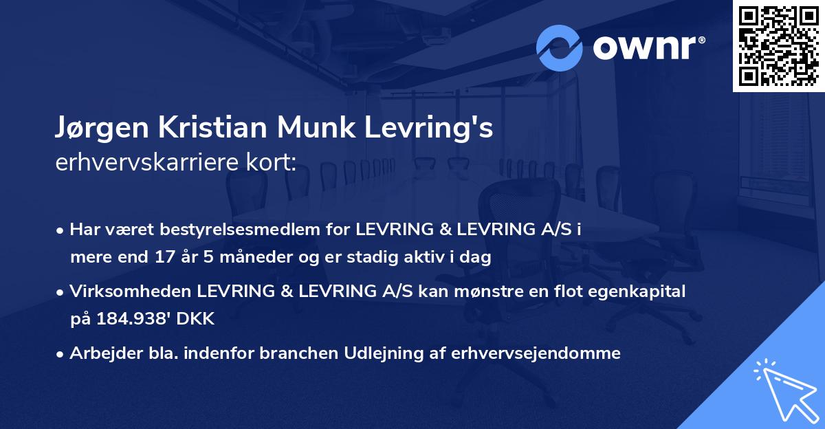 Jørgen Kristian Munk Levring's erhvervskarriere kort