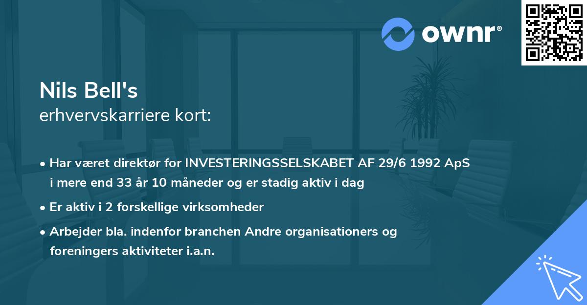 Nils Bell's erhvervskarriere kort