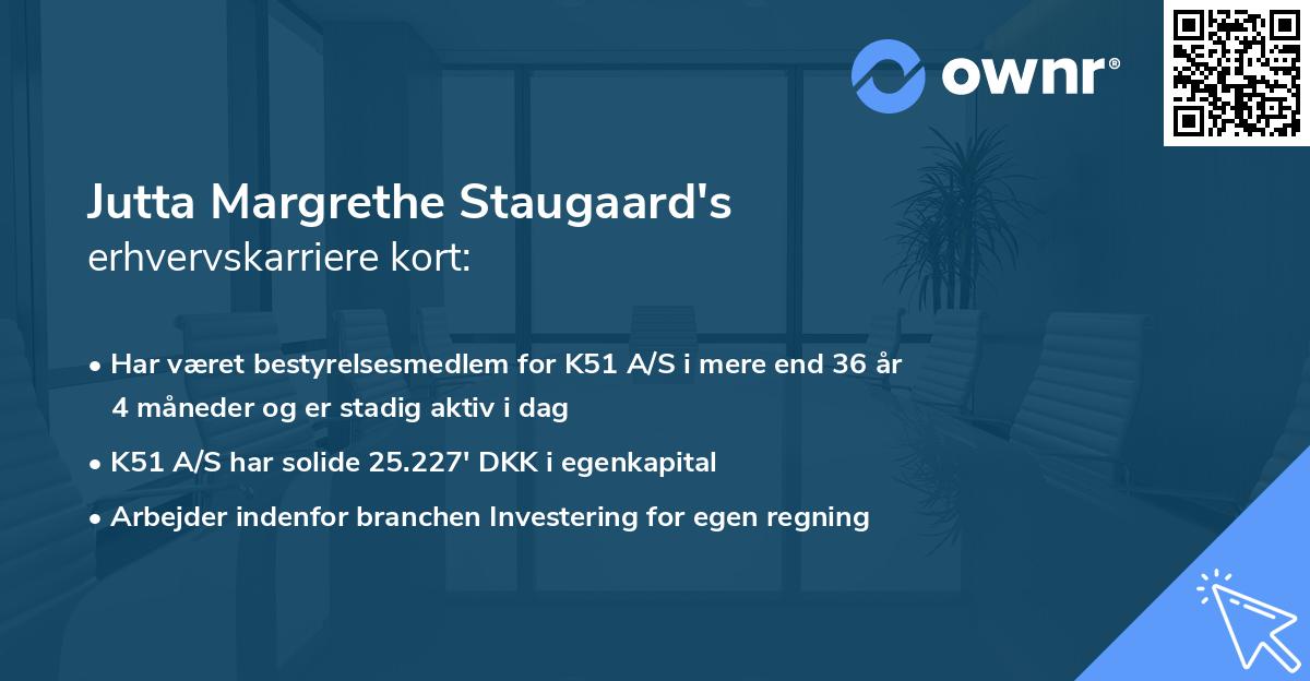 Jutta Margrethe Staugaard's erhvervskarriere kort