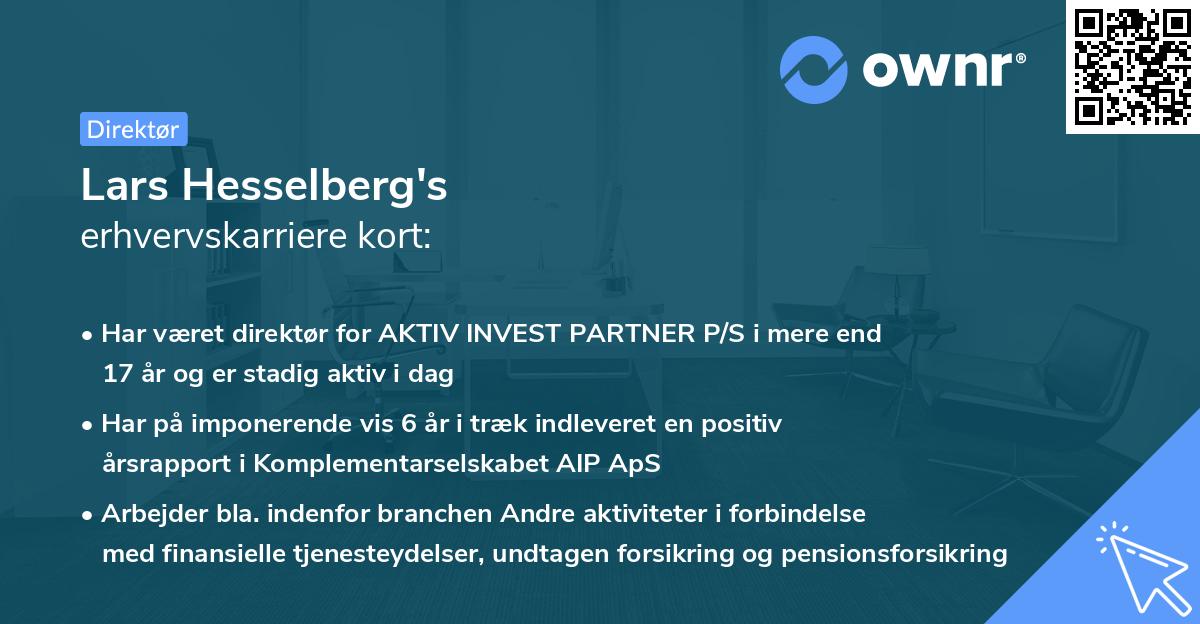 Lars Hesselberg's erhvervskarriere kort