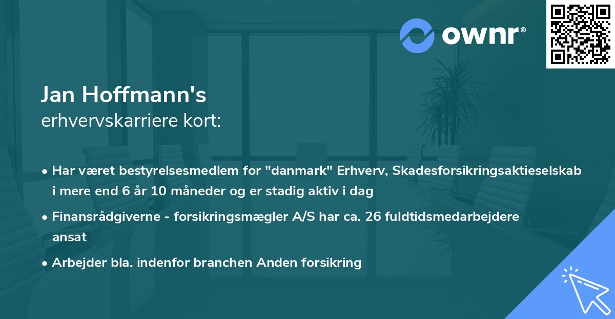 Jan Hoffmann's erhvervskarriere kort