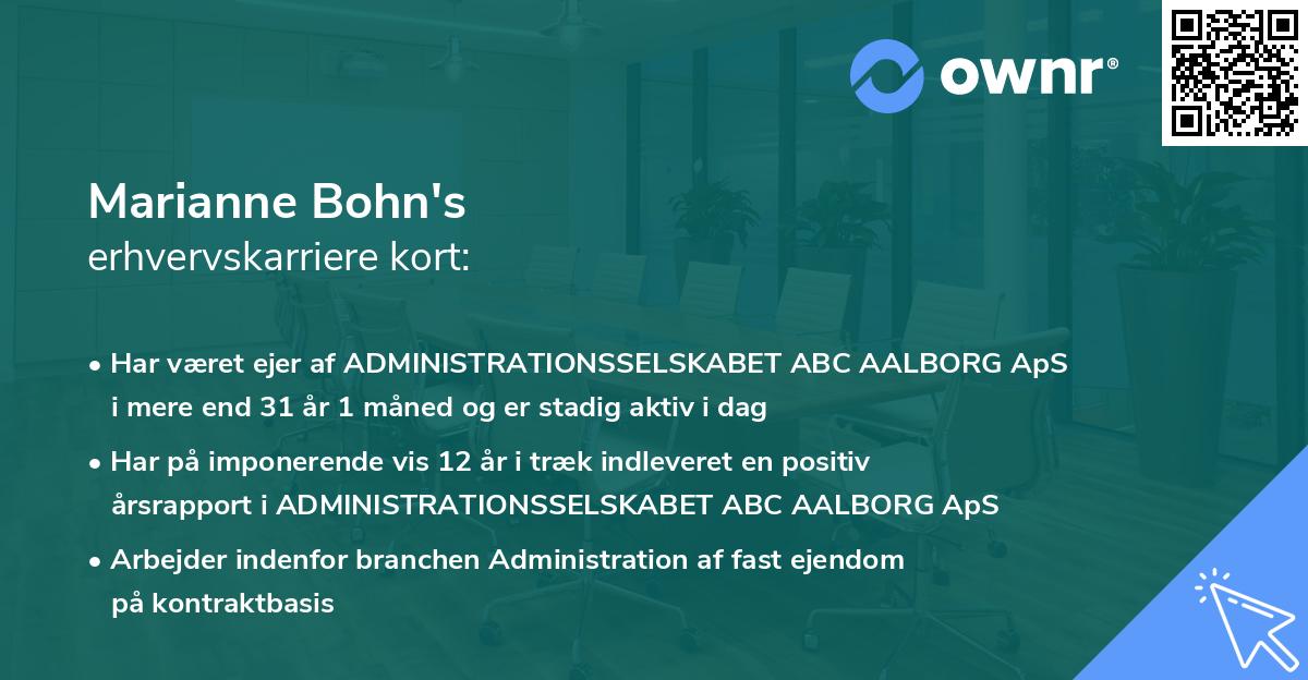 Marianne Bohn's erhvervskarriere kort
