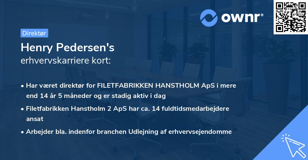 Henry Pedersen's erhvervskarriere kort