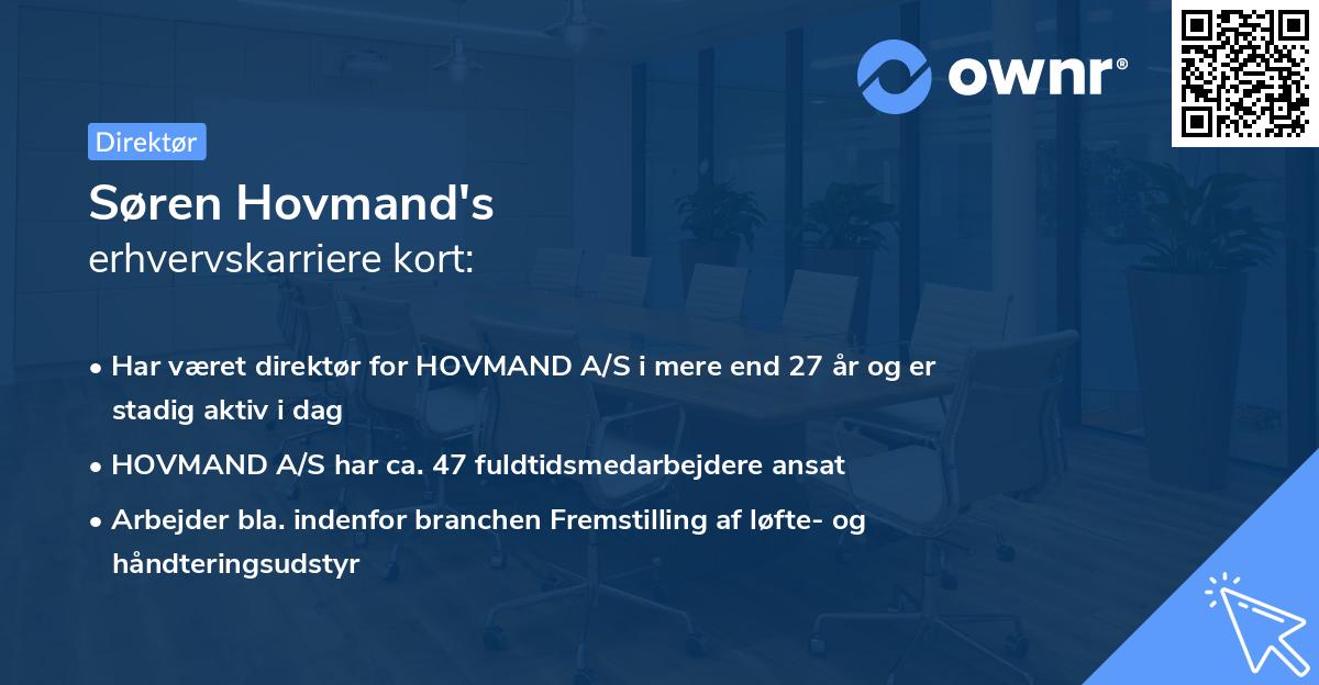 Søren Hovmand's erhvervskarriere kort