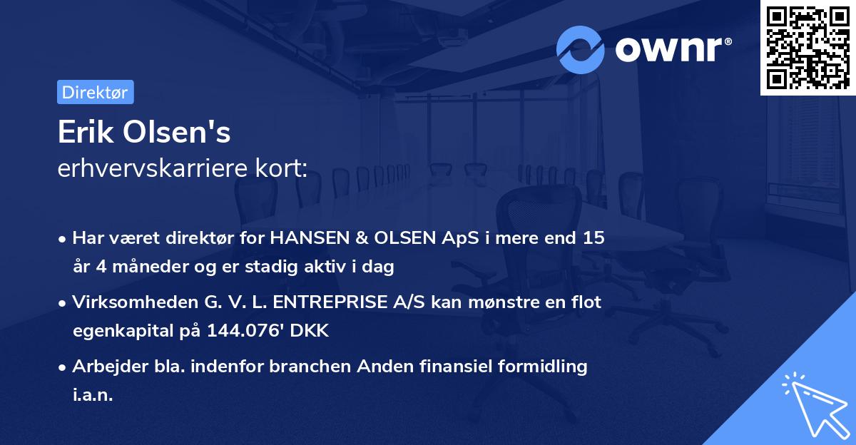 Erik Olsen's erhvervskarriere kort