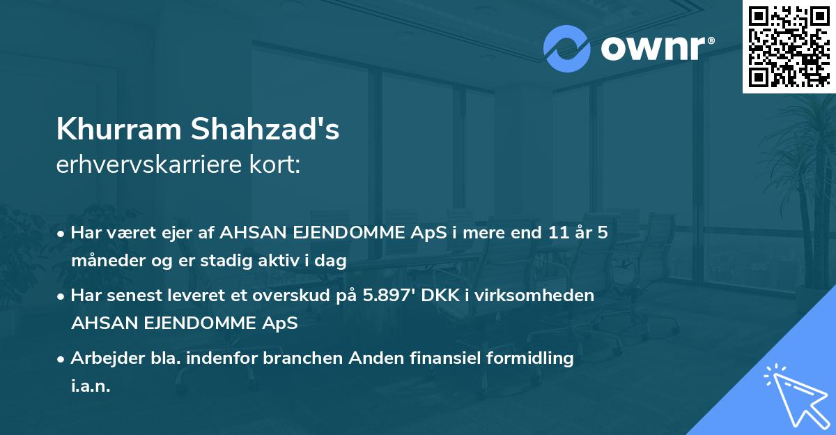Khurram Shahzad's erhvervskarriere kort