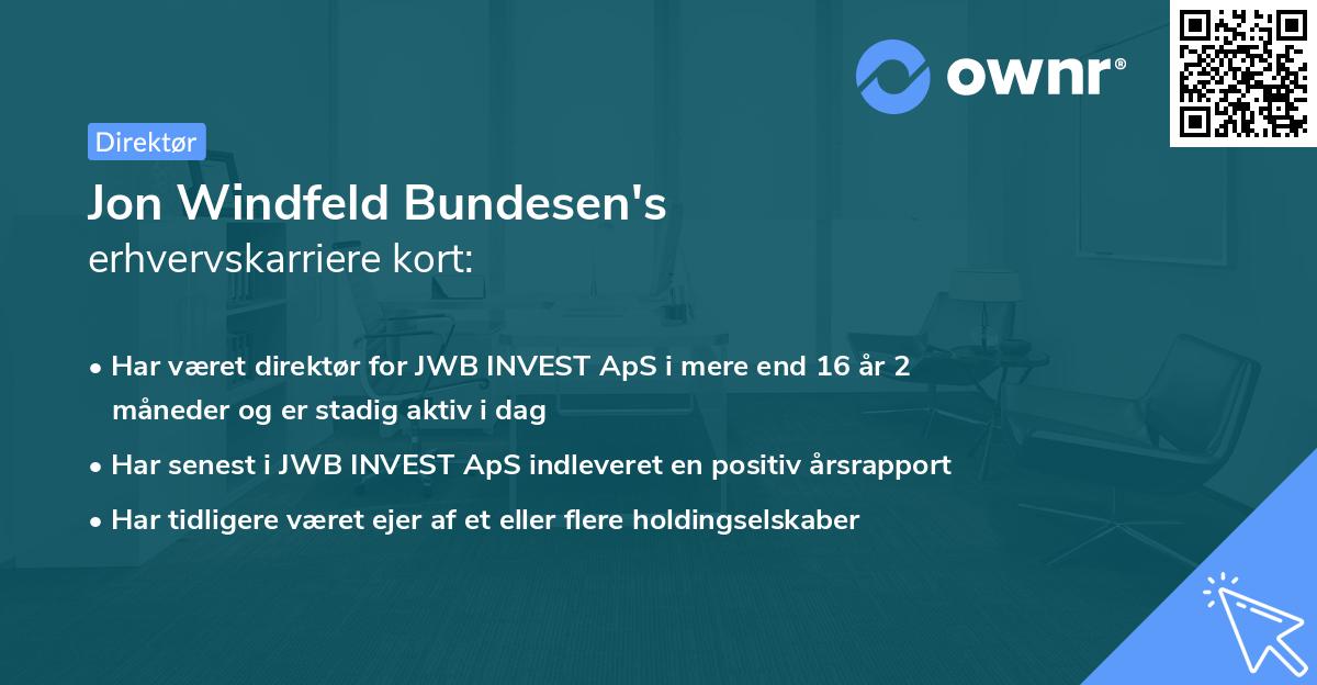 Jon Windfeld Bundesen's erhvervskarriere kort