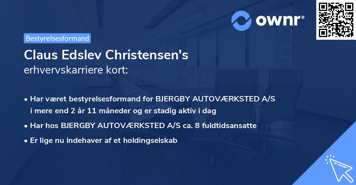 Claus Edslev Christensen's erhvervskarriere kort