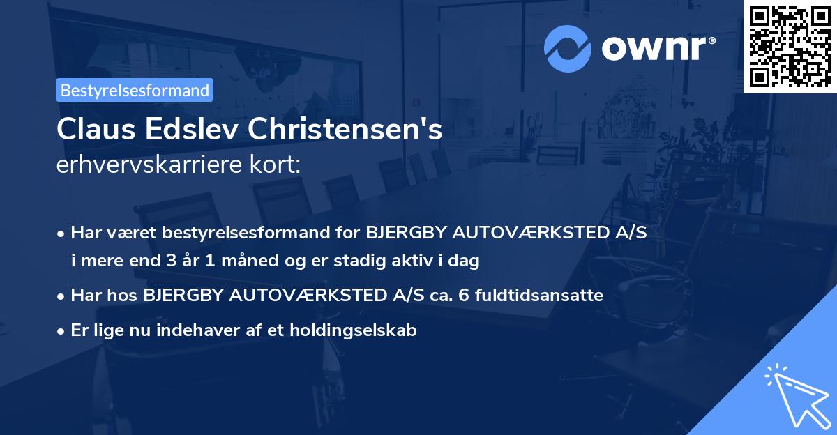 Claus Edslev Christensen's erhvervskarriere kort