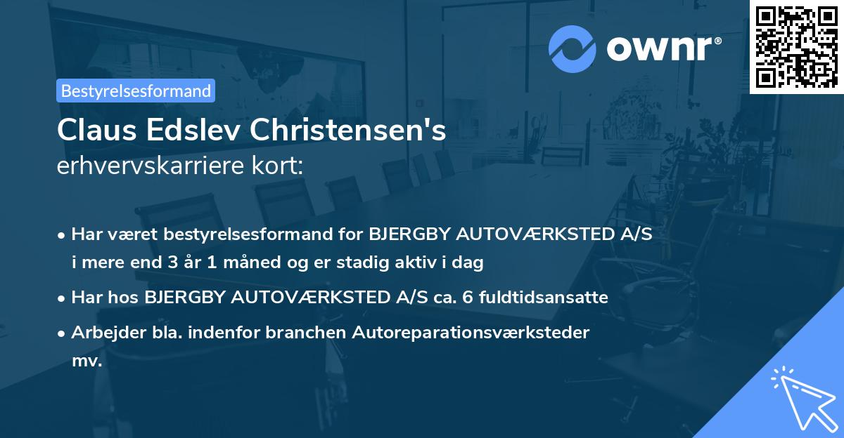 Claus Edslev Christensen's erhvervskarriere kort