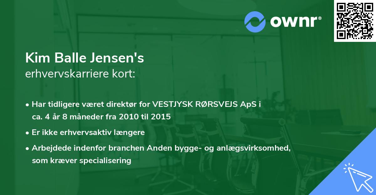 Kim Balle Jensen's erhvervskarriere kort