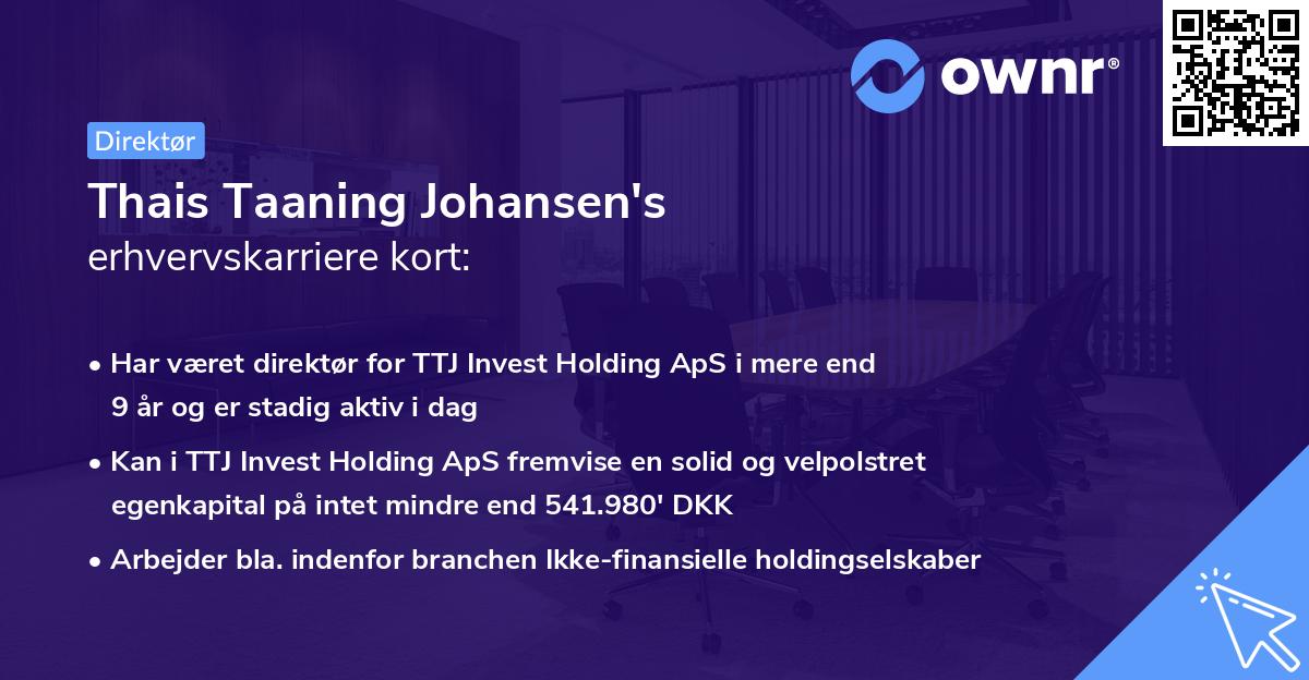 Thais Taaning Johansen's erhvervskarriere kort