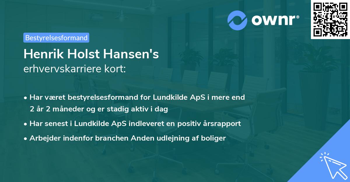 Henrik Holst Hansen's erhvervskarriere kort