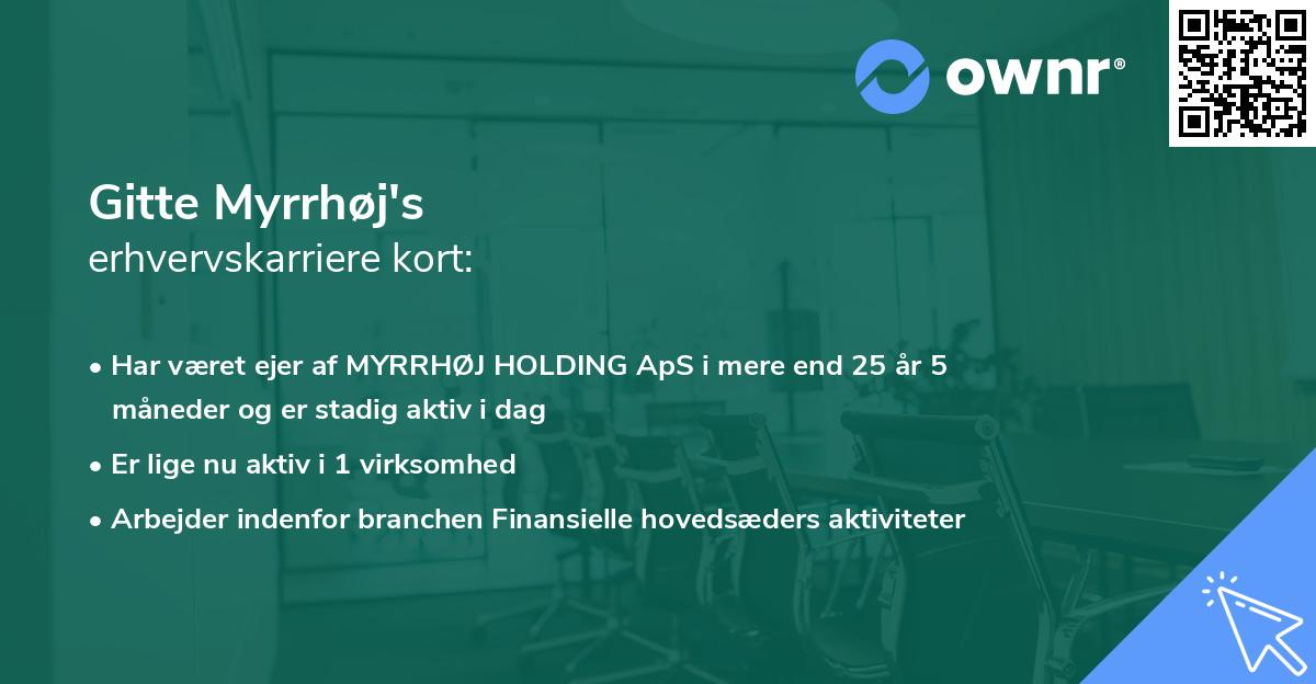 Gitte Myrrhøj's erhvervskarriere kort
